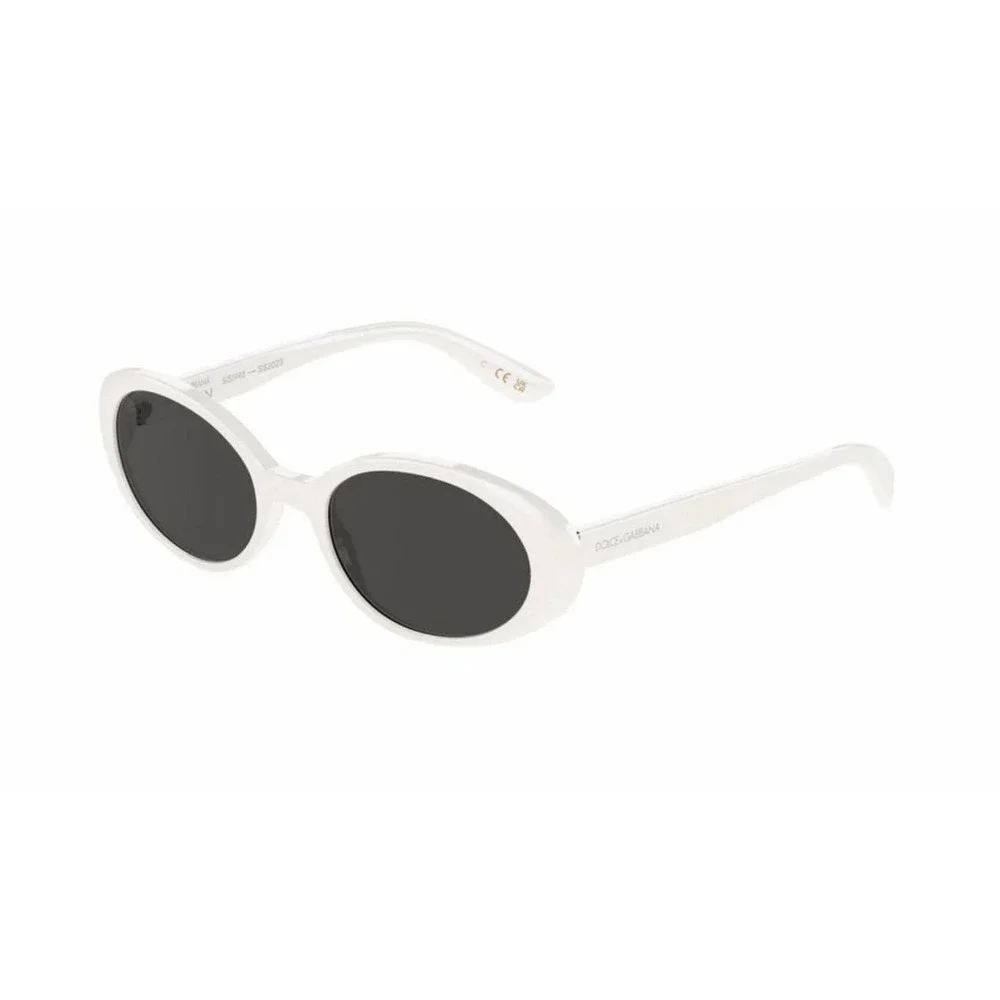 Dolce & Gabbana Oval White Sunglasses Black‎ Lens Authentic Luxury Full Set